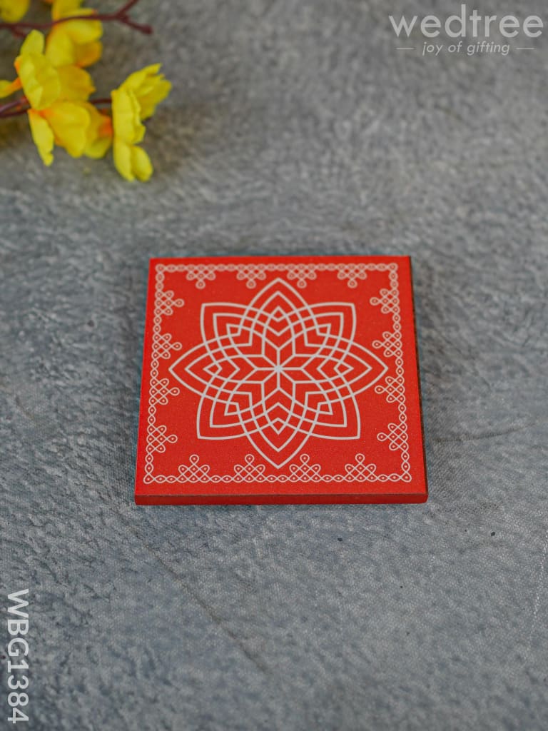 Laminated Manai - Hridhaya Kamalam Kolam Design 4 Inch X Wbg1384 Rg