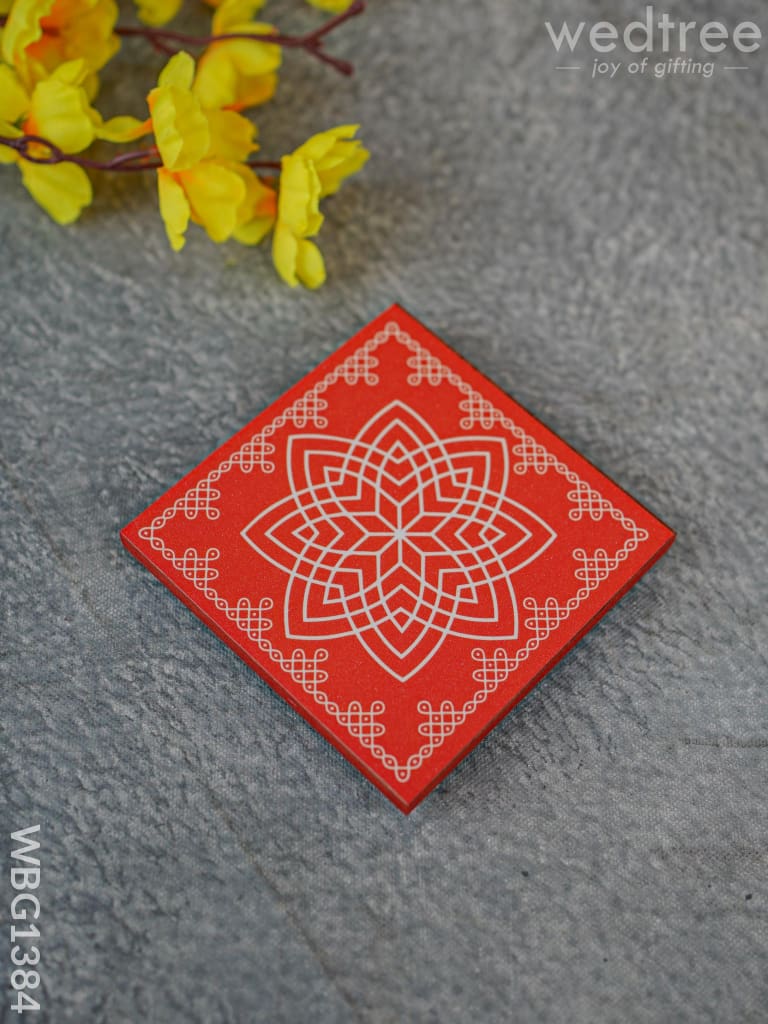 Laminated Manai - Hridhaya Kamalam Kolam Design 4 Inch X Wbg1384 Rg