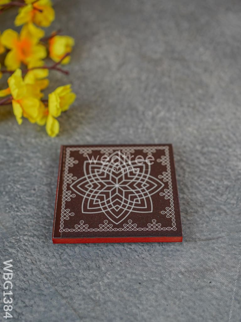 Laminated Manai - Hridhaya Kamalam Kolam Design 4 Inch X Wbg1384 Rg