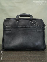 Laptop Bag In Leather With Expandable Sleek -Black - Bcg0011 Branding