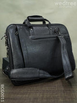 Laptop Bag In Leather With Expandable Sleek -Black - Bcg0011 Branding