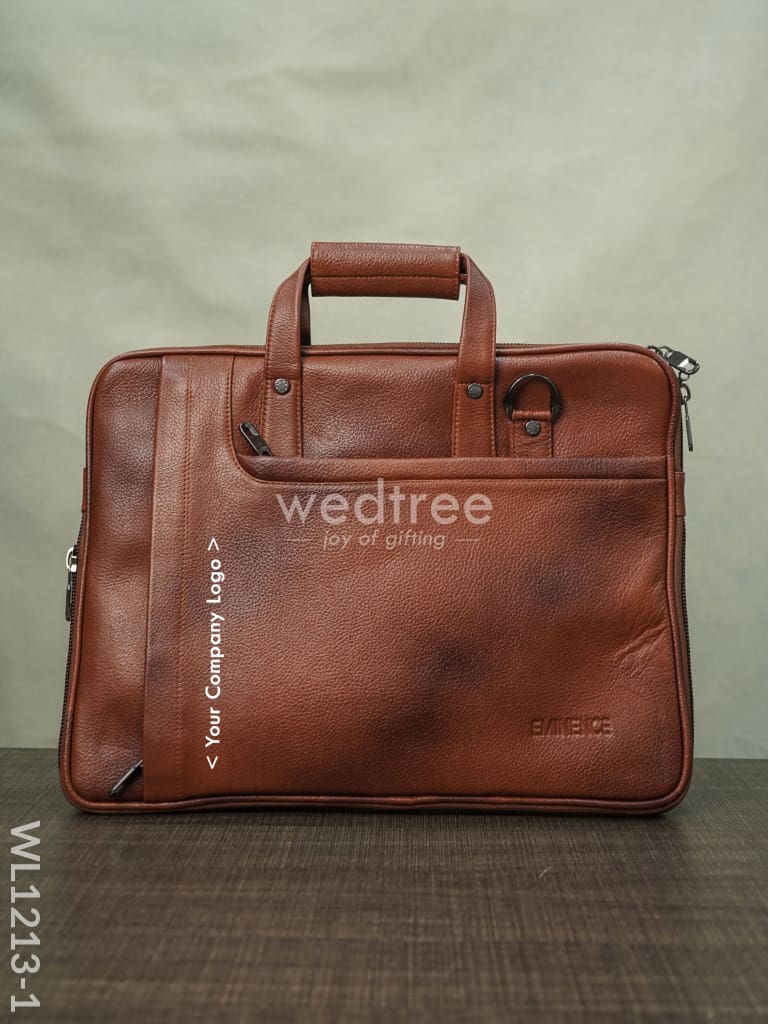 Laptop Bag In Leather With Expandable Sleek - Wl1213 Corporate Gifts