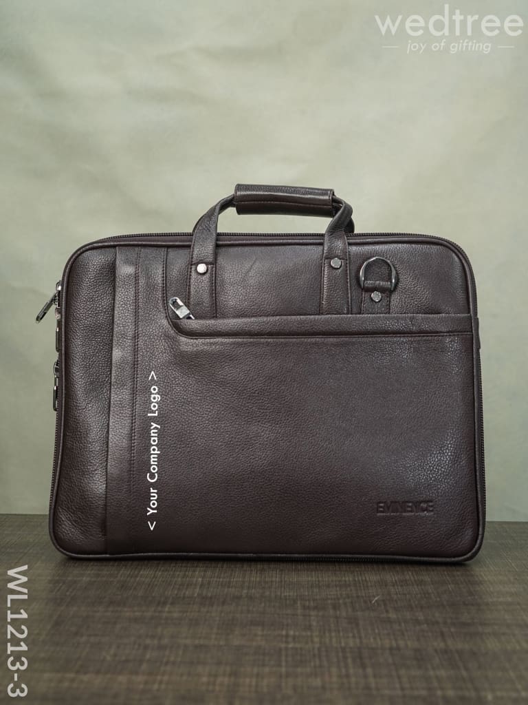 Laptop Bag In Leather With Expandable Sleek - Wl1213 Dark Brown Corporate Gifts