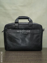 Laptop Bag In Leather With Gold Flap - Black Bcg0008 Branding