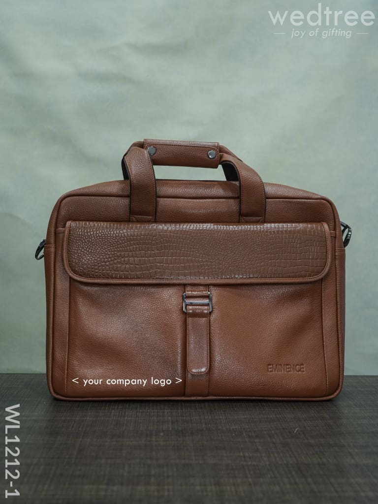 Laptop Bag In Leather With Gold Flap - Wl1212 Corporate Gifts