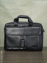 Laptop Bag In Leather With Gold Flap - Wl1212 Black Corporate Gifts