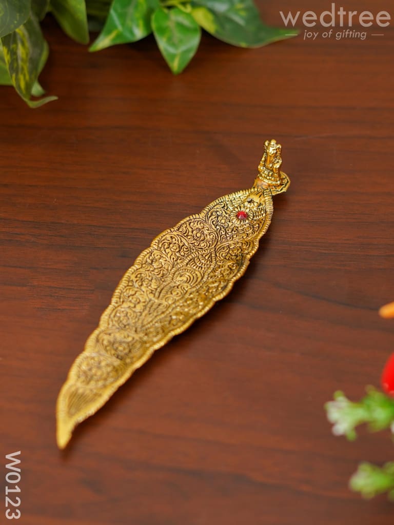 Leaf Agarbathi Stand Gold Ganesha - W0123 Pooja Utilities