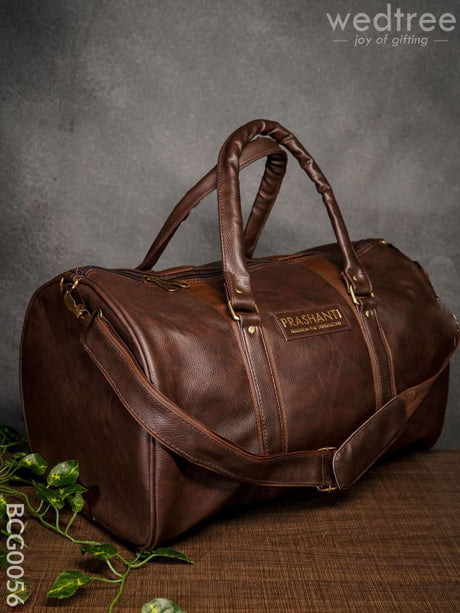 Leather Duffle Bag - Brown Bcg0056 Branding