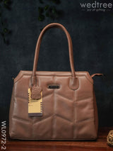 Leather Handbag With Zig Zag Pattern - Wl0972 Chocolate Brown Handbags