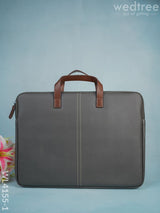 Leather Laptop Bag- Gray With Tan Handles - Wl4155-1 Bags & Wallets