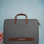 Leather Laptop Bag- Gray With Tan Handles - Wl4155-1 Bags & Wallets