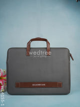 Leather Laptop Bag- Gray With Tan Handles - Wl4155-1 Bags & Wallets