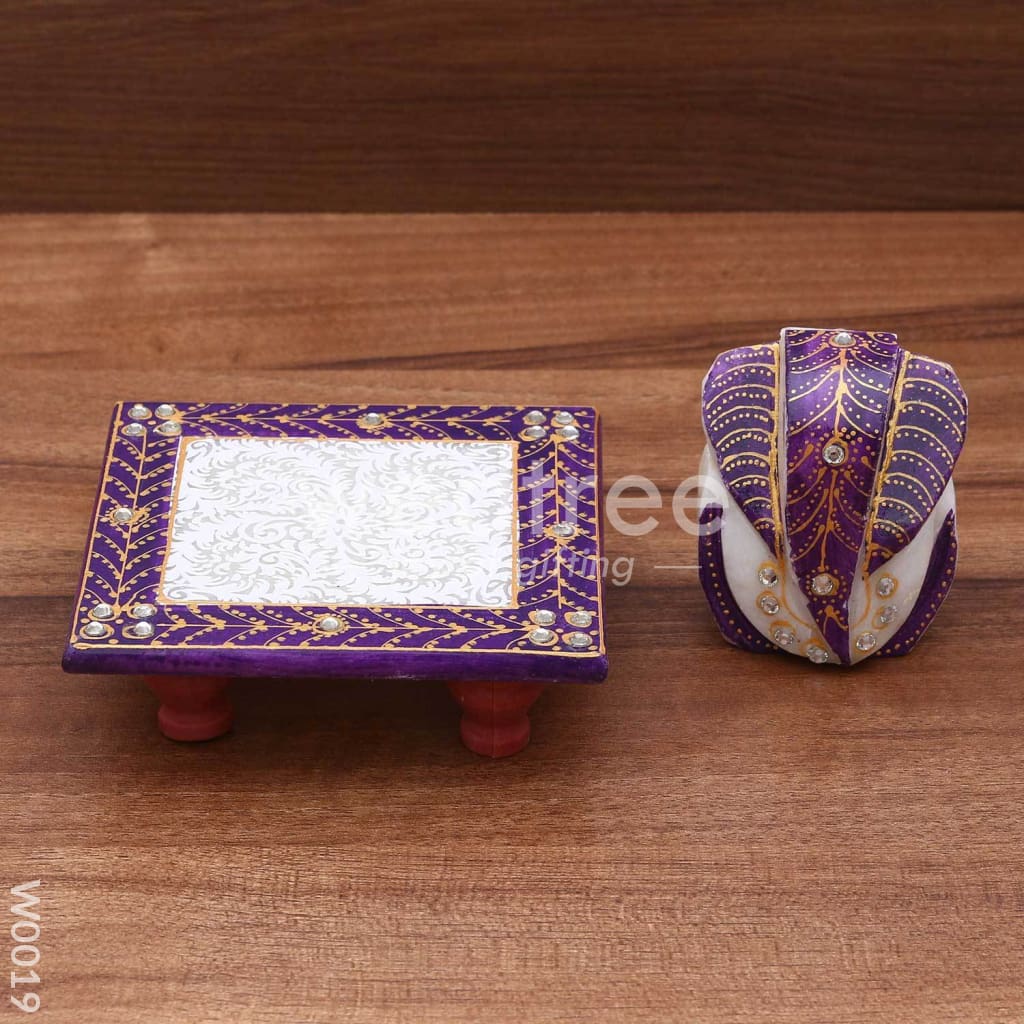 Marble Purple Ganesh Chowki Divine Return Gifts