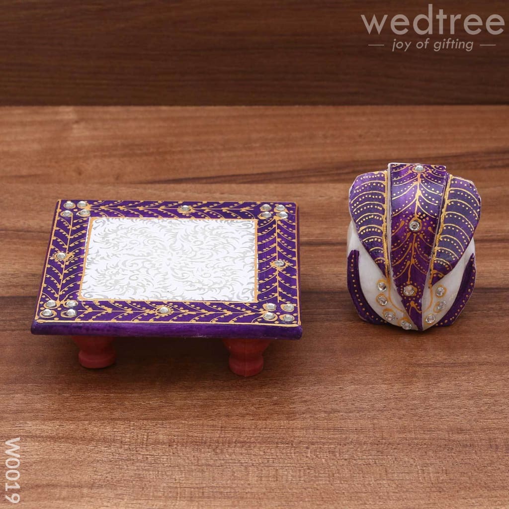 Marble Purple Ganesh Chowki Divine Return Gifts