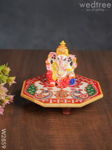 Marble - Ganesha With Hexagon Shaped Chowki W2859 Decor