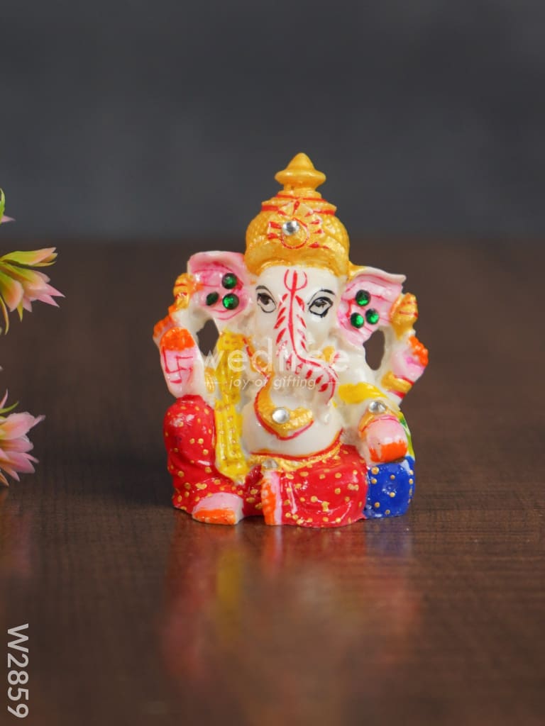 Marble - Ganesha With Hexagon Shaped Chowki W2859 Decor