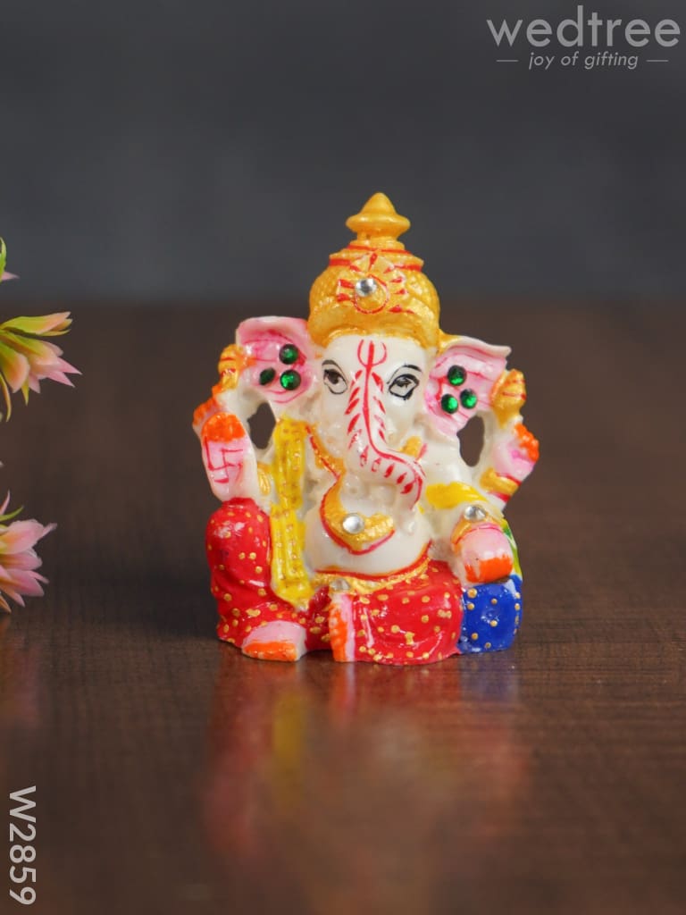 Marble - Ganesha With Hexagon Shaped Chowki W2859 Decor