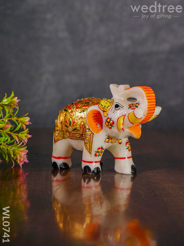 Marble Hand Painted Elephant 6 Inch - Wl0741 Decor