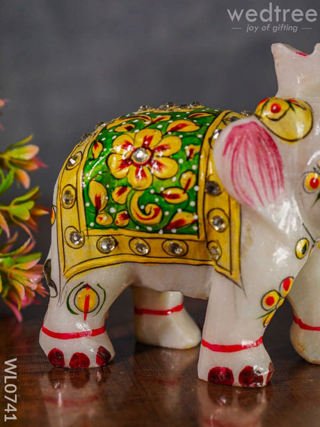 Marble Hand Painted Elephant 6 Inch - Wl0741 Decor