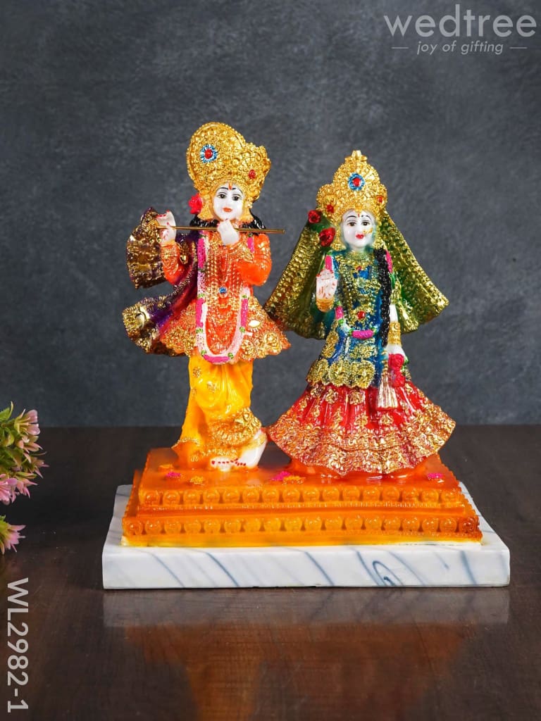 Marble Hand Painted Radha Krishna Idol - Wl2982 Showpieces