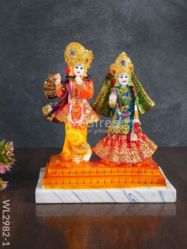 Marble Hand Painted Radha Krishna Idol - Wl2982 Showpieces