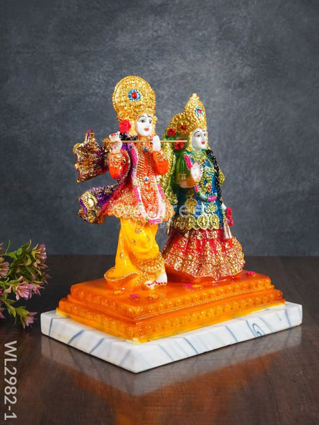 Marble Hand Painted Radha Krishna Idol - Wl2982 Showpieces