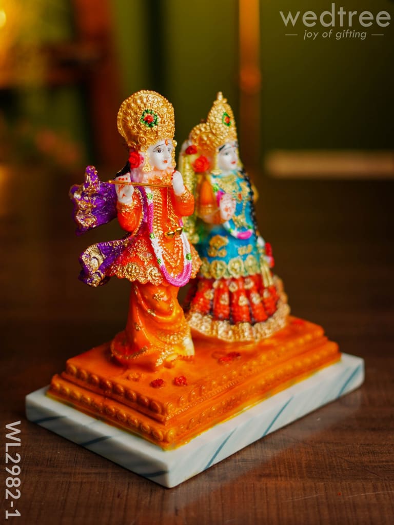 Marble Hand Painted Radha Krishna Idol - Wl2982 Showpieces