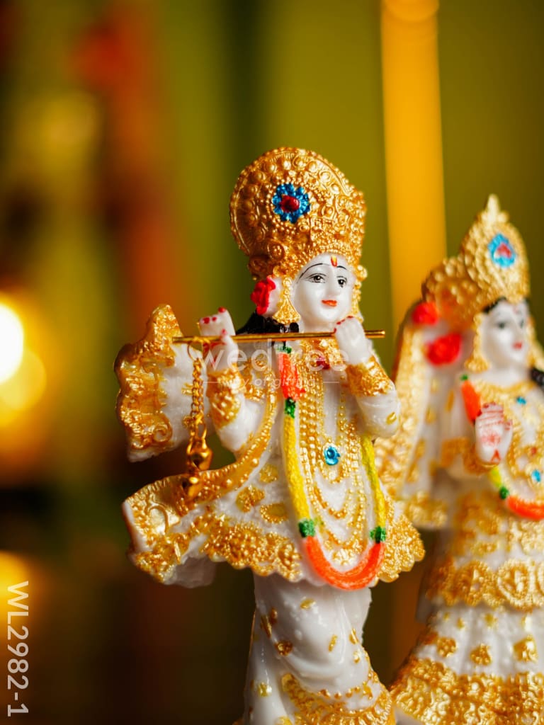 Marble Hand Painted Radha Krishna Idol - Wl2982 Showpieces