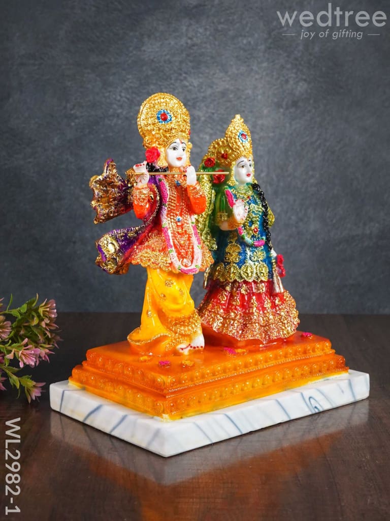 Marble Hand Painted Radha Krishna Idol - Wl2982 Showpieces