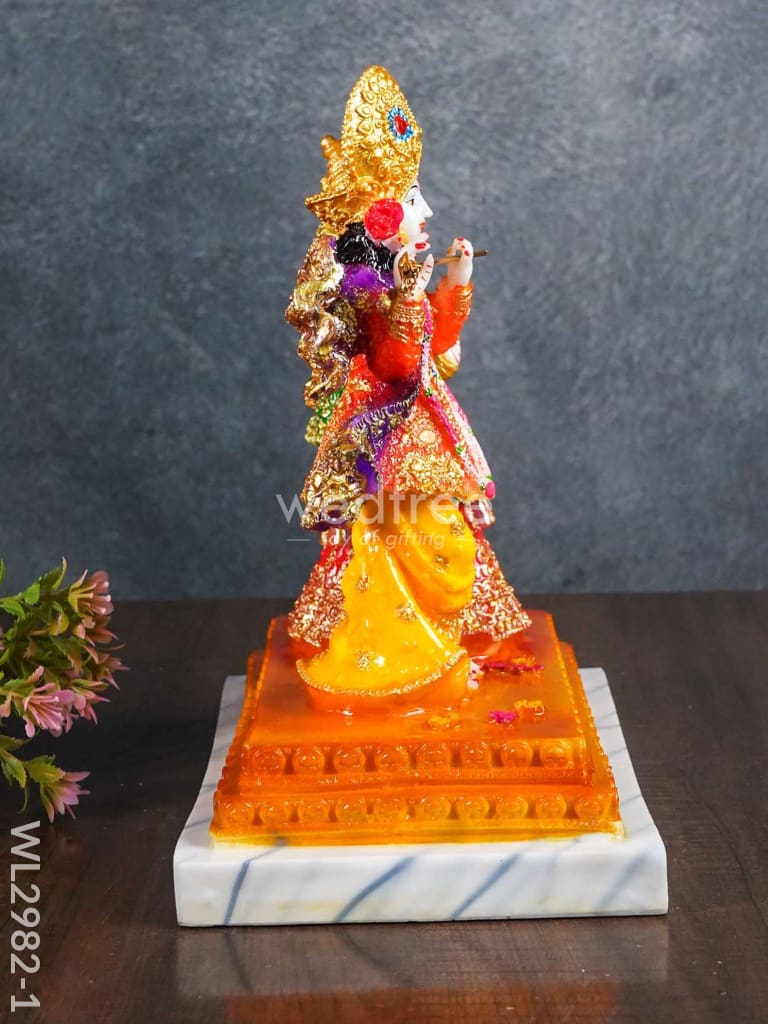 Marble Hand Painted Radha Krishna Idol - Wl2982 Showpieces