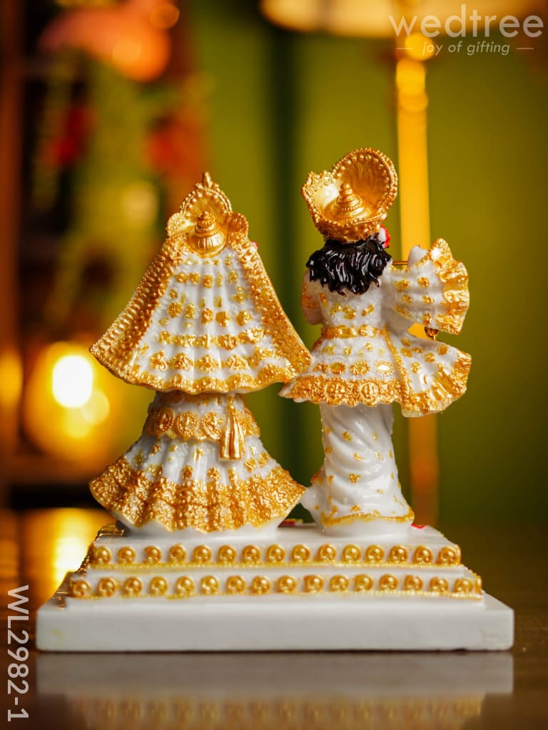 Marble Hand Painted Radha Krishna Idol - Wl2982 Showpieces