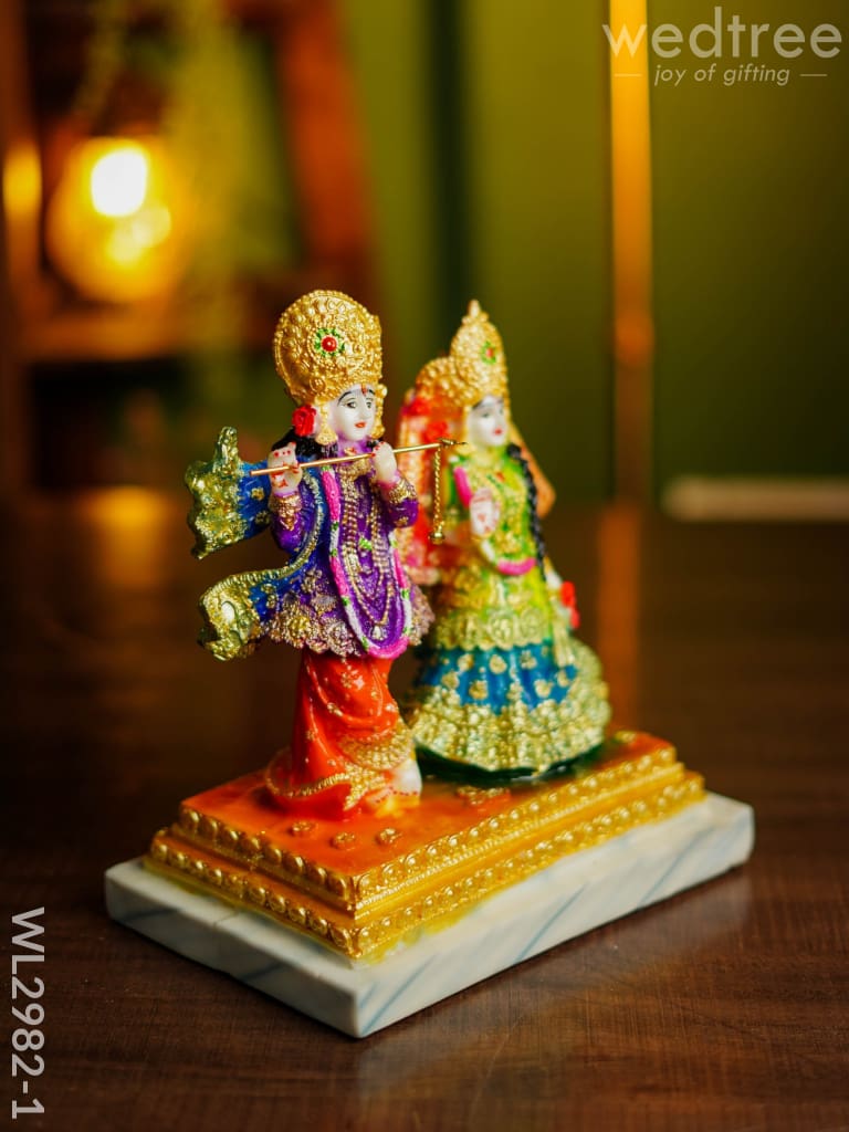 Marble Hand Painted Radha Krishna Idol - Wl2982 Showpieces