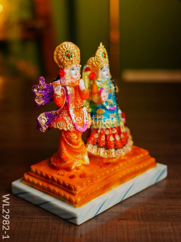 Marble Hand Painted Radha Krishna Idol - Wl2982 Showpieces