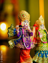 Marble Hand Painted Radha Krishna Idol - Wl2982 Showpieces