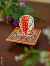 Marble - Hexagon Shaped Chowki With Peacock Design And Ganesh 4 Inch W2860 Divine Figurines