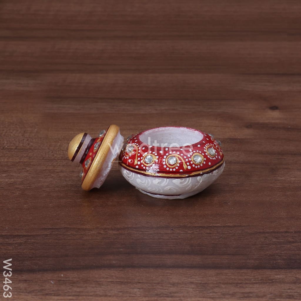 Marble Kumkum Holder - W3463 Kum Holders