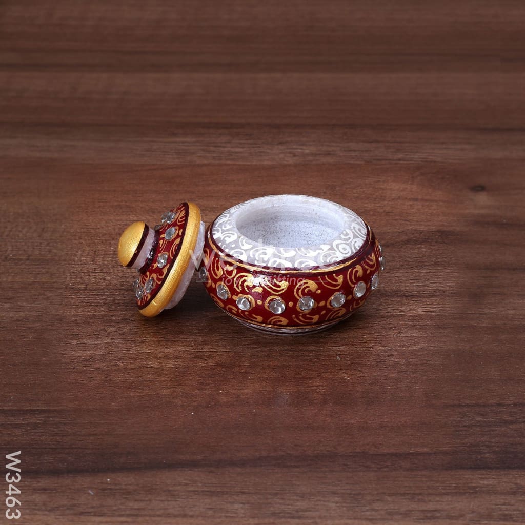 Marble Kumkum Holder - W3463 Kum Holders