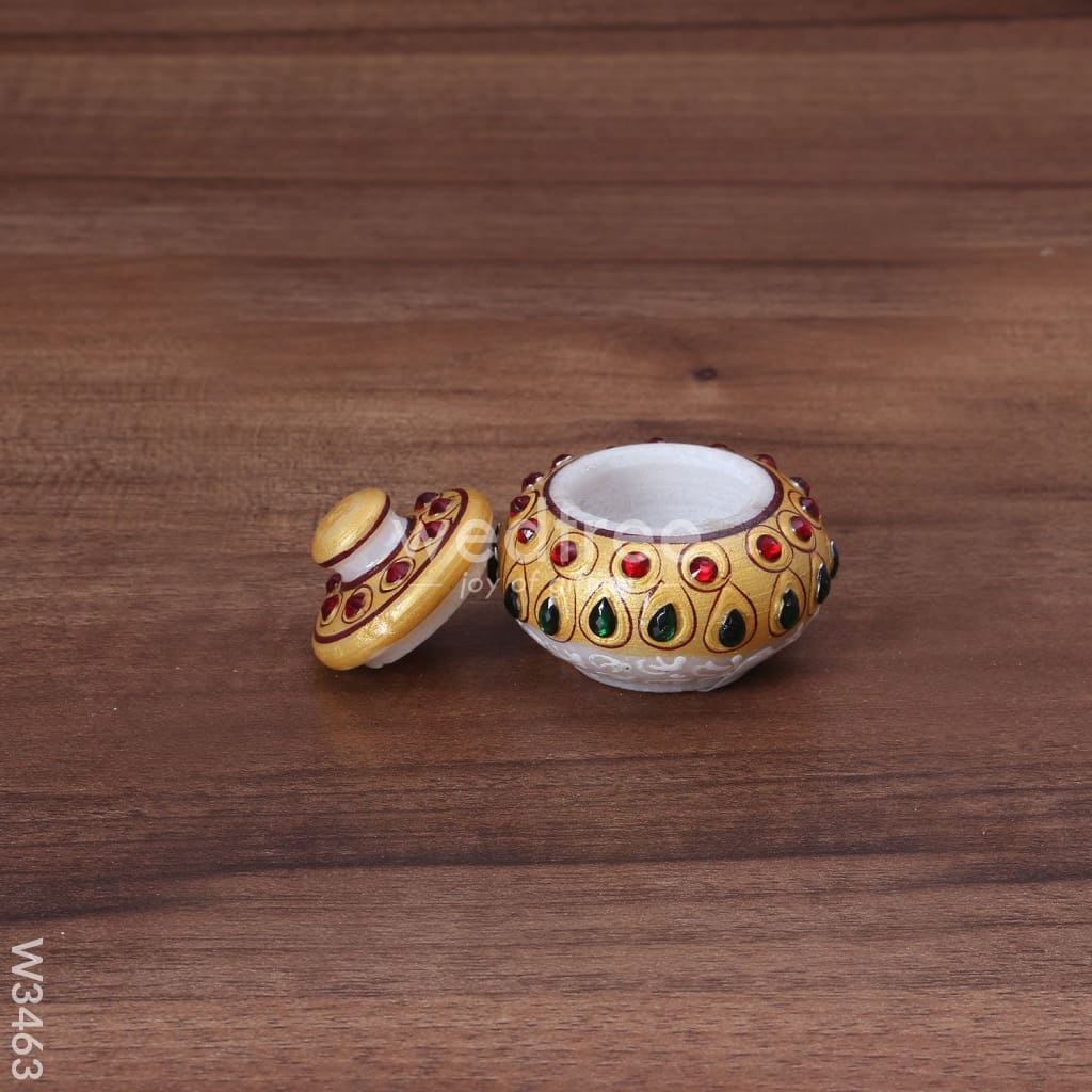 Marble Kumkum Holder - W3463 Kum Holders