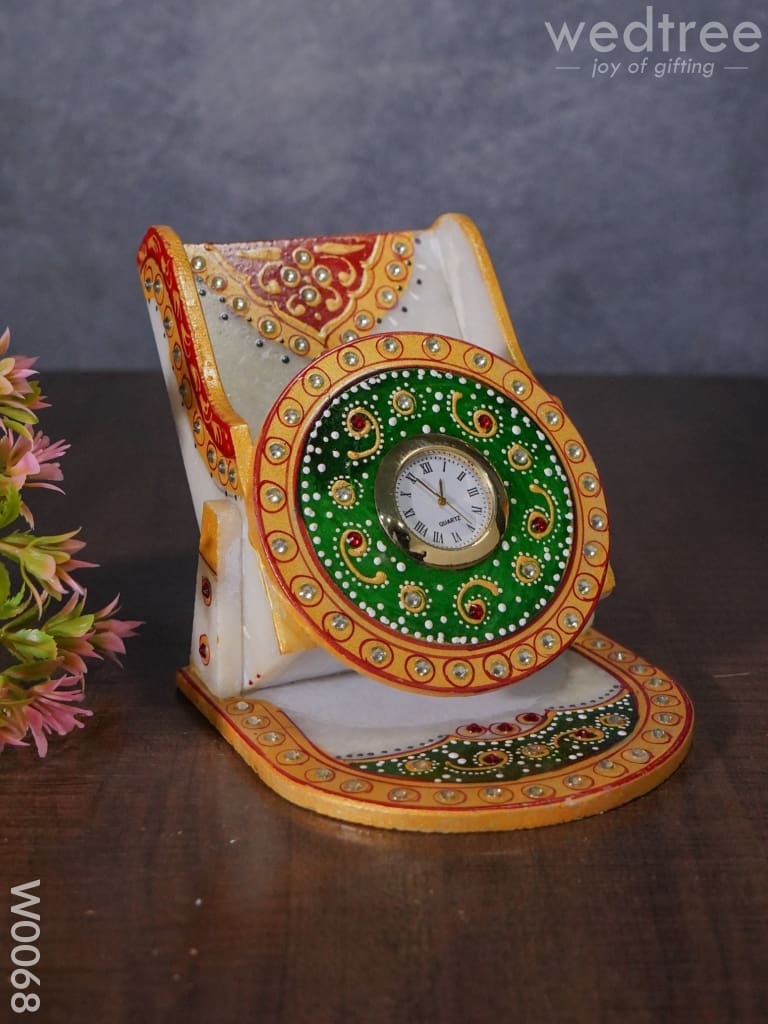 Marble Mobile Holder With Clock - W0068 Decor