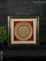 Marble Painted Round Floral Thali Frame:  9 Inches - Wl1351 Decor