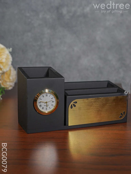 Mdf Pen Stand With Clock - Bcg0079 Organisers