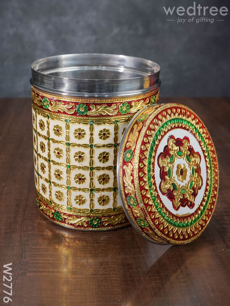 Minakari Dabba - 7 Inch- W2776 Meenakari Containers