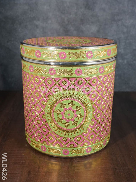 Meenakari Dabba With Floral Design Wl0426 Containers
