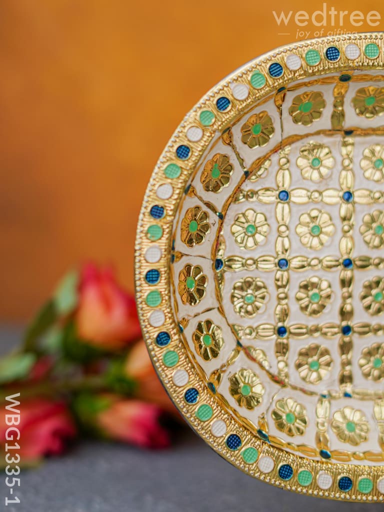 Meenakari Floral Oval Plate - Wbg1335 Utensils