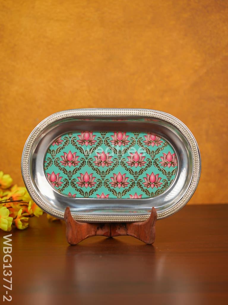 Meenakari Floral Oval Plate - Wbg1377 Trays & Plates Rg