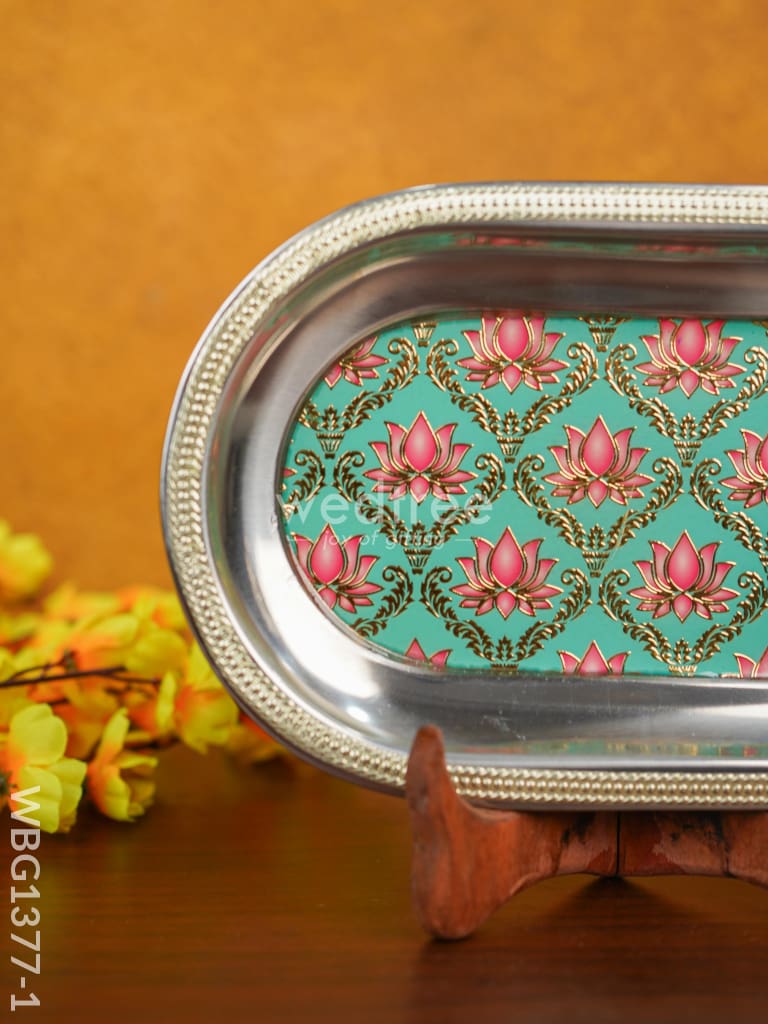 Meenakari Floral Oval Plate - Wbg1377 Trays & Plates Rg