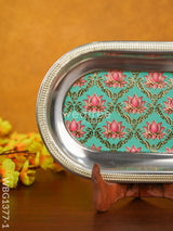 Meenakari Floral Oval Plate - Wbg1377 Trays & Plates Rg