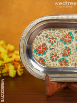 Meenakari Floral Oval Plate - Wbg1377 Trays & Plates Rg