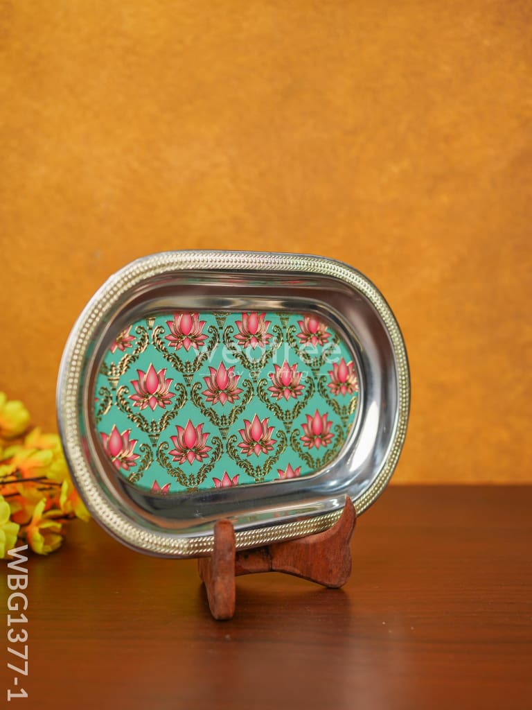 Meenakari Floral Oval Plate - Wbg1377 Trays & Plates Rg