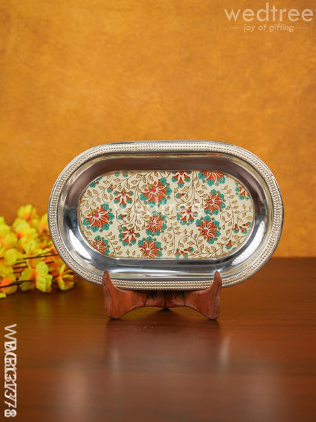 Meenakari Floral Oval Plate - Wbg1377 Trays & Plates Rg